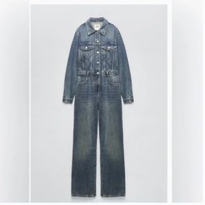 Zara full length denim jumpsuit